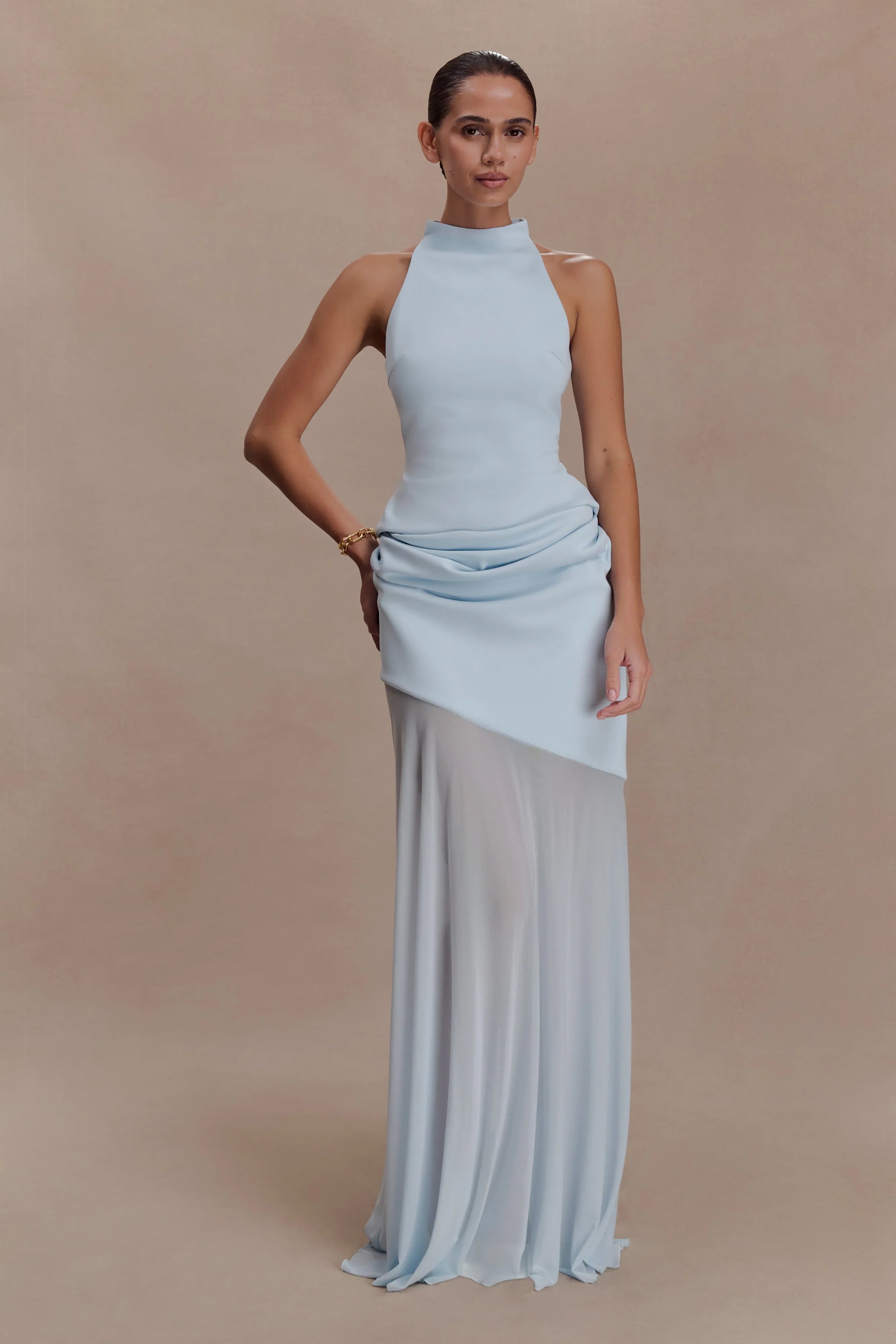 Portia Scuba Sleeveless Top Pale Blue
