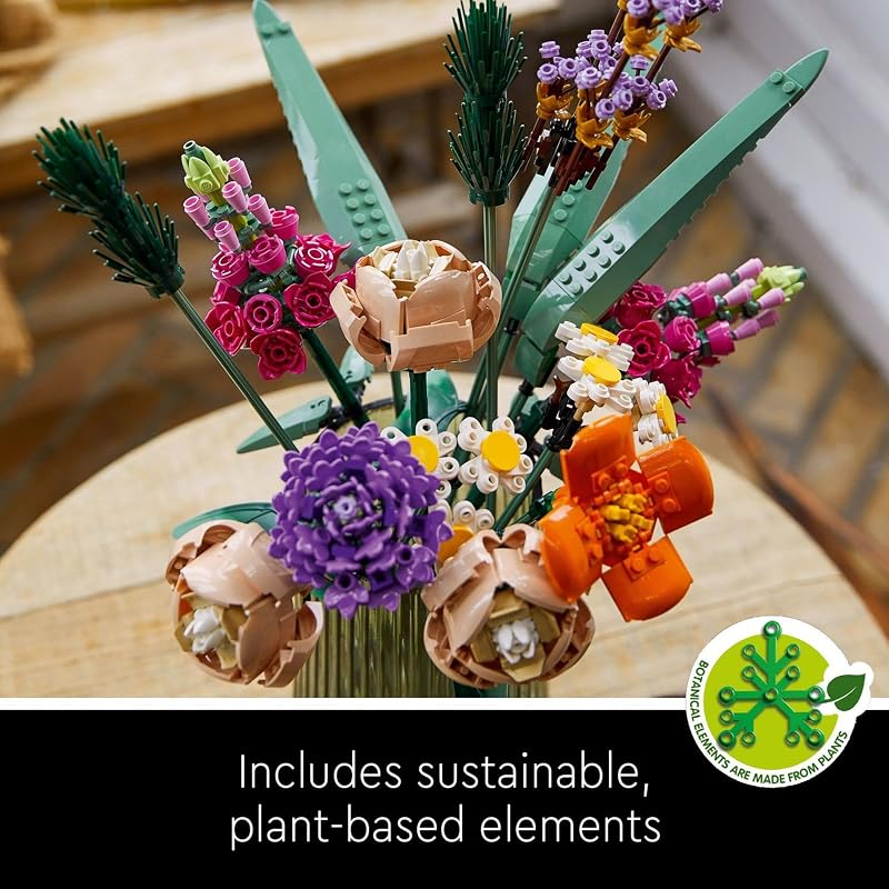 LEGO Botanicals Flower Bouquet 10280 Building Set Adults 18 Artificial Flowers Relaxing Bedroom or Home Office Decor Gift for Anniversary 756 pieces