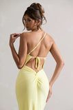 Dressing Up Lemon One Shoulder Maxi Dress With Open Back Detail