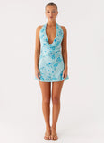 Cinzia Beaded Mini Dress Blue