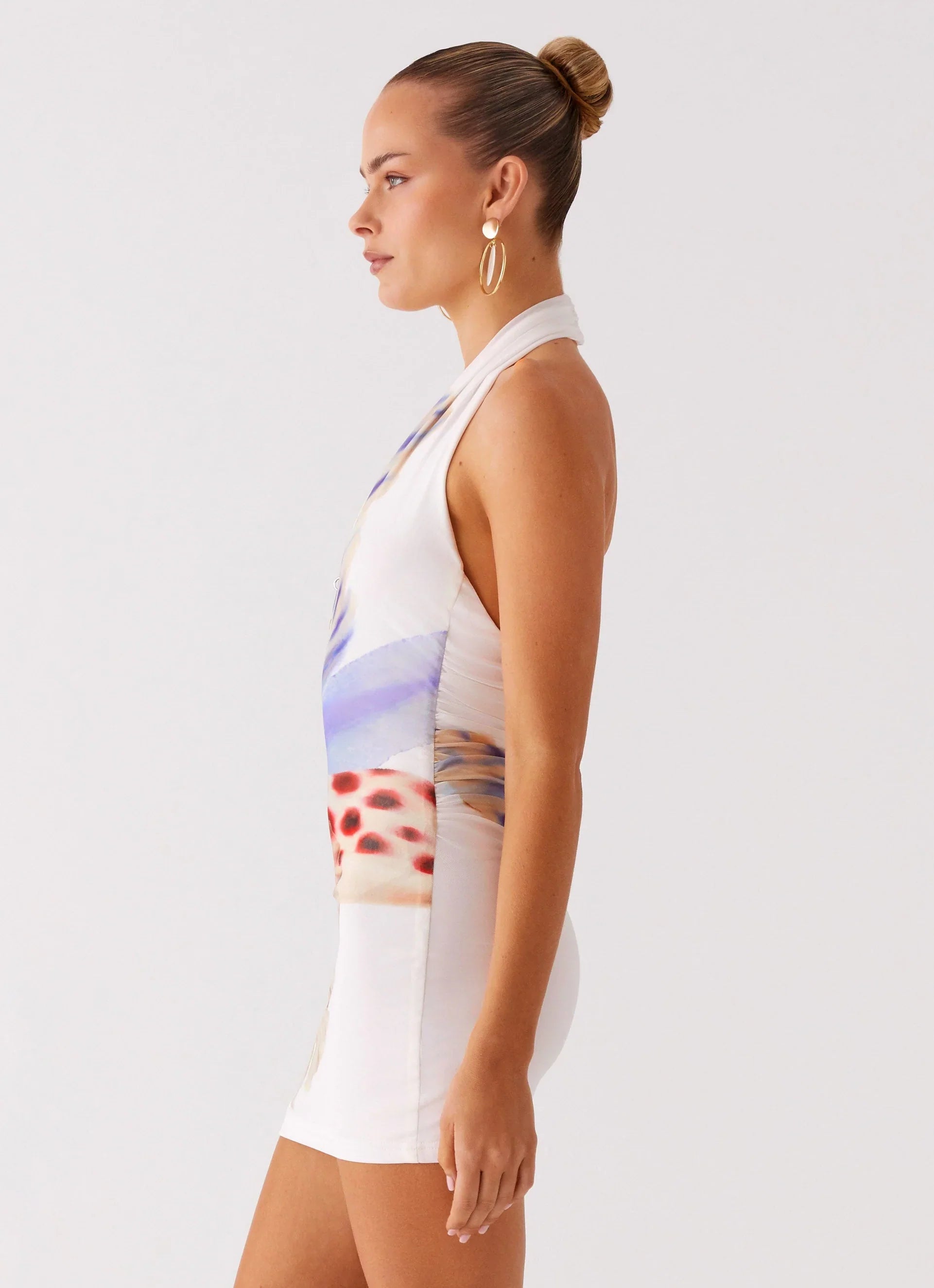 No Time Mini Dress White Sea Bloom