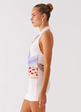 No Time Mini Dress White Sea Bloom