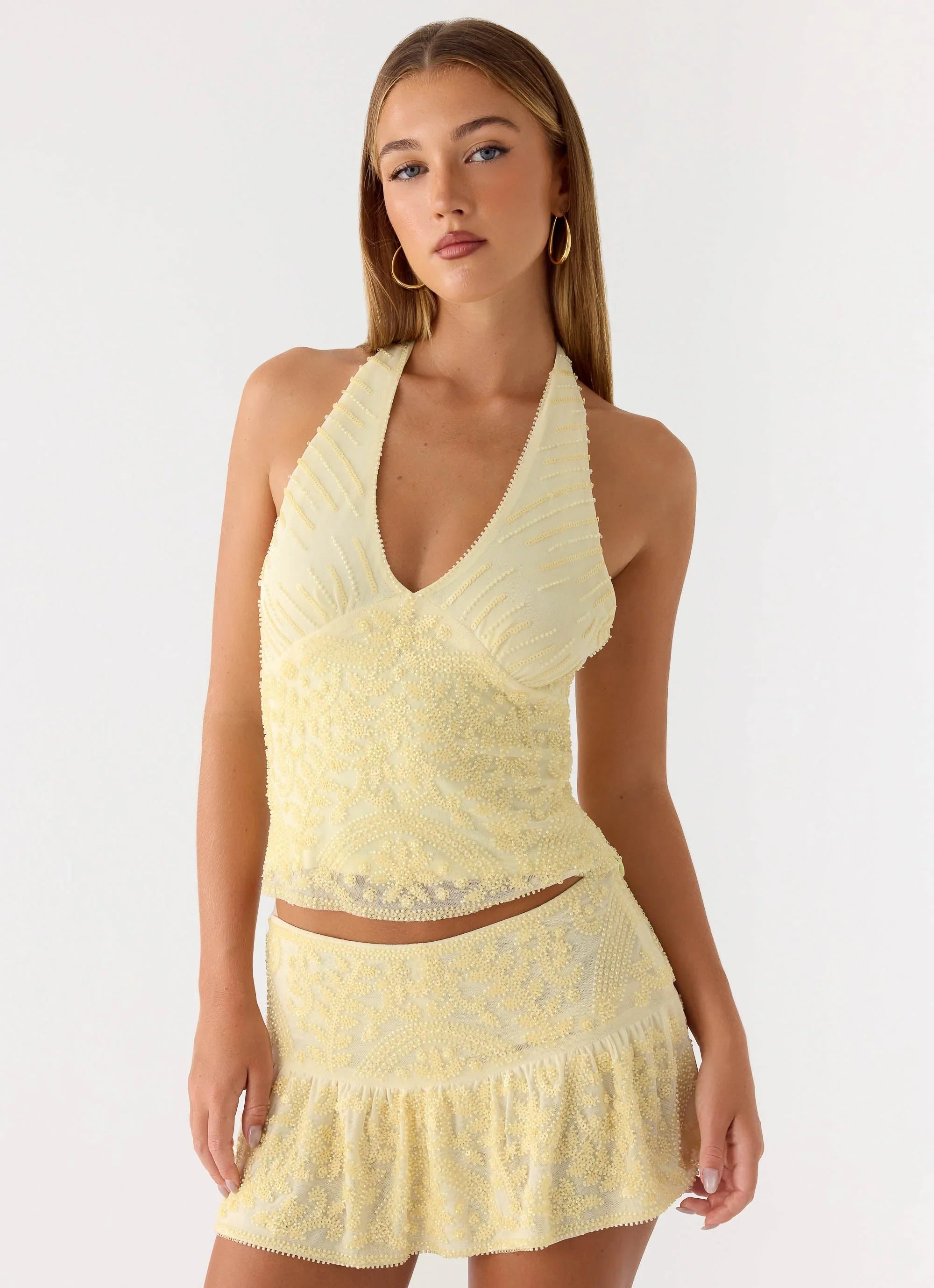 Mimi Beaded Mini Skort Yellow