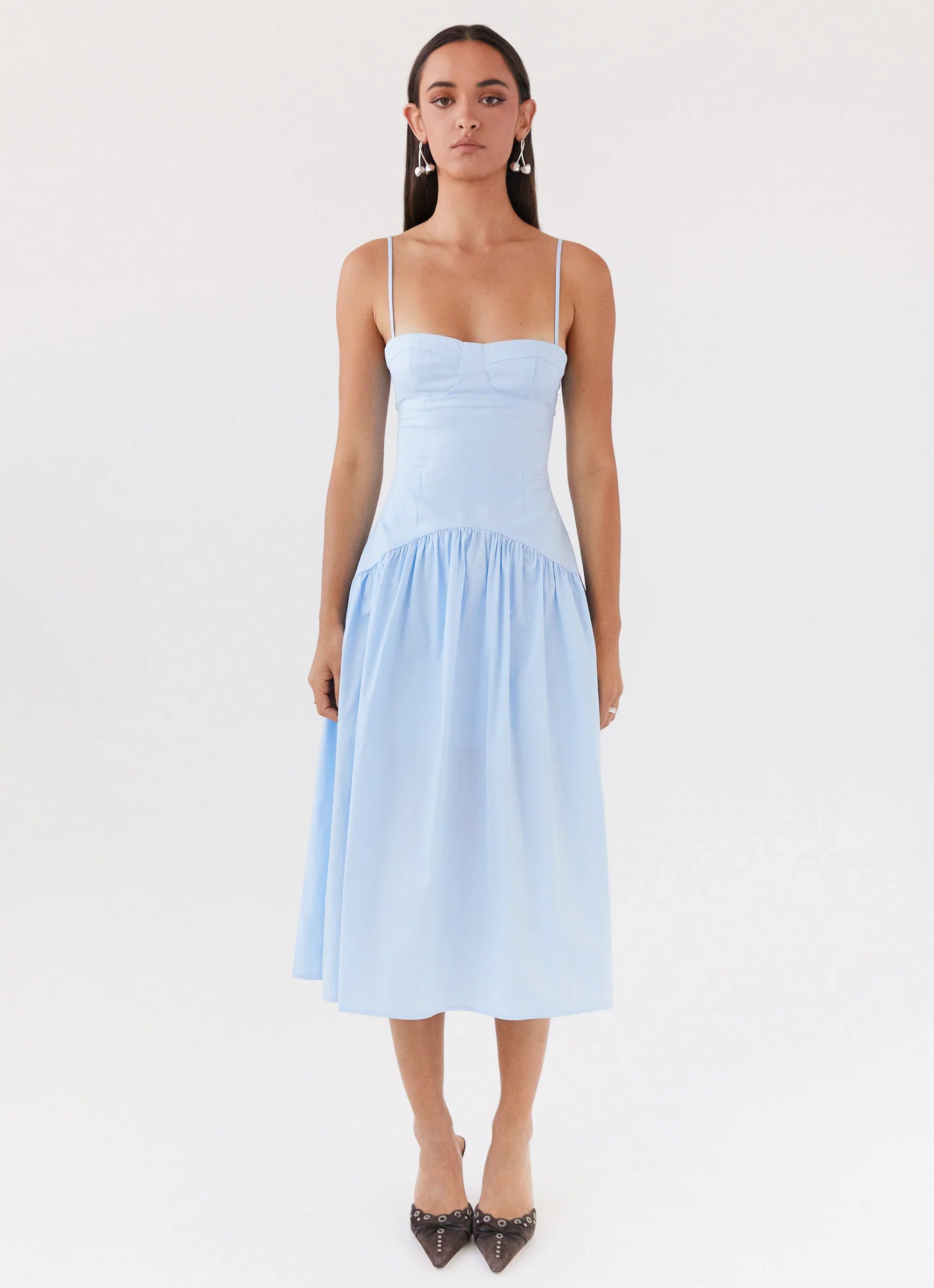 Yvette Corset Midi Dress Blue