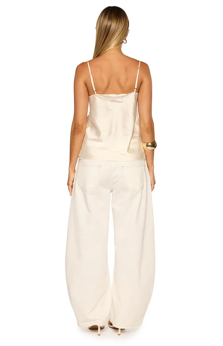 Marci Cream Satin Lace Cami Top