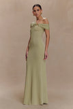 Ashford Asymmetrical Slinky Maxi Dress Sage