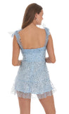 Sequin Beaded A line Dress in Sky Blue
