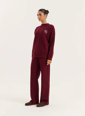 Burgundy Logo Detail Knitted Jumper