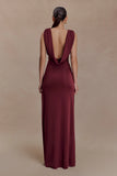 Bridget Slinky Maxi Skirt With Hardware Burgundy