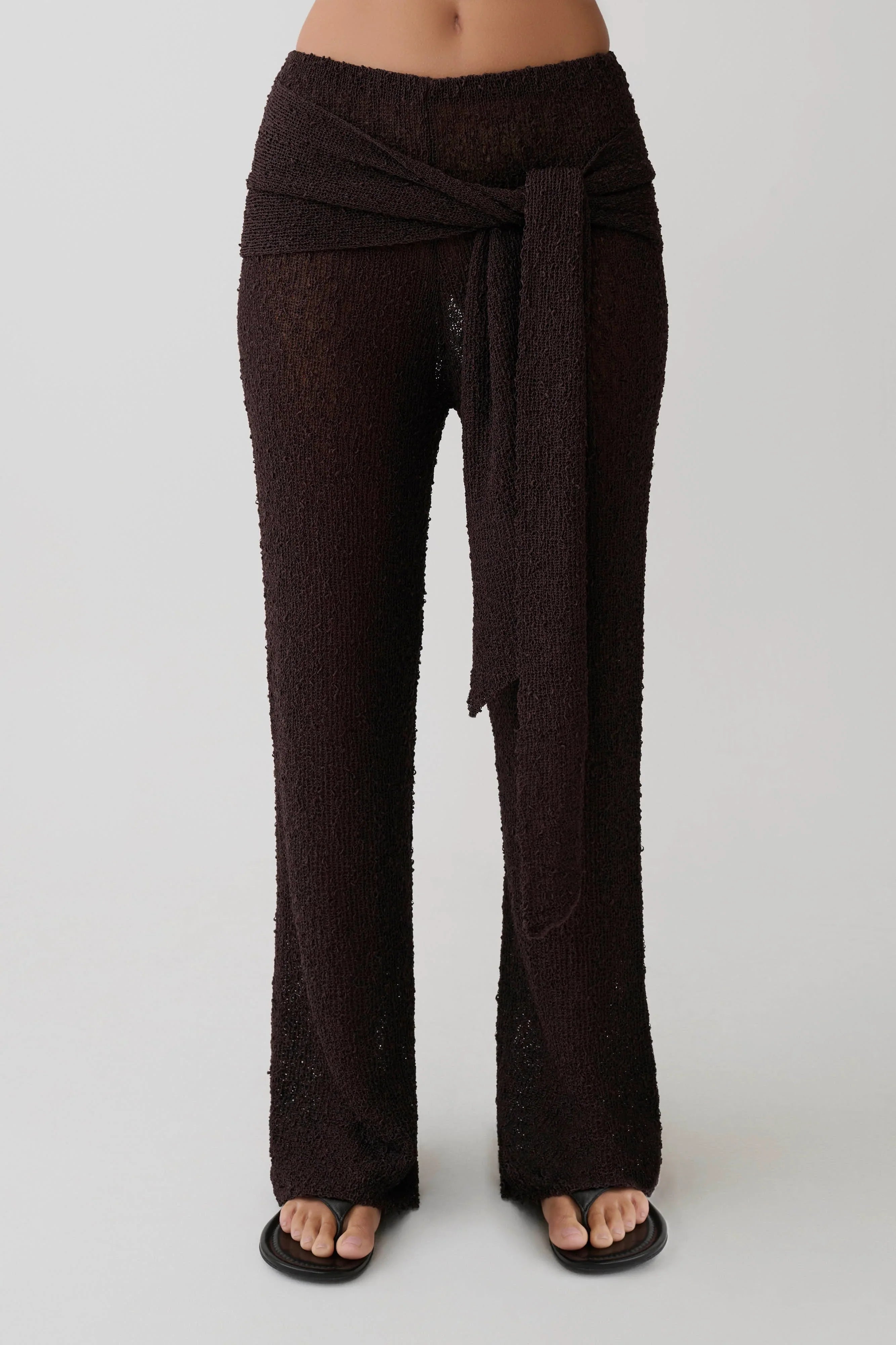 Mattais Boucle Knit Pants Dark Chocolate