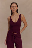 Natalya Ribbed Knit Cami Top Merlot