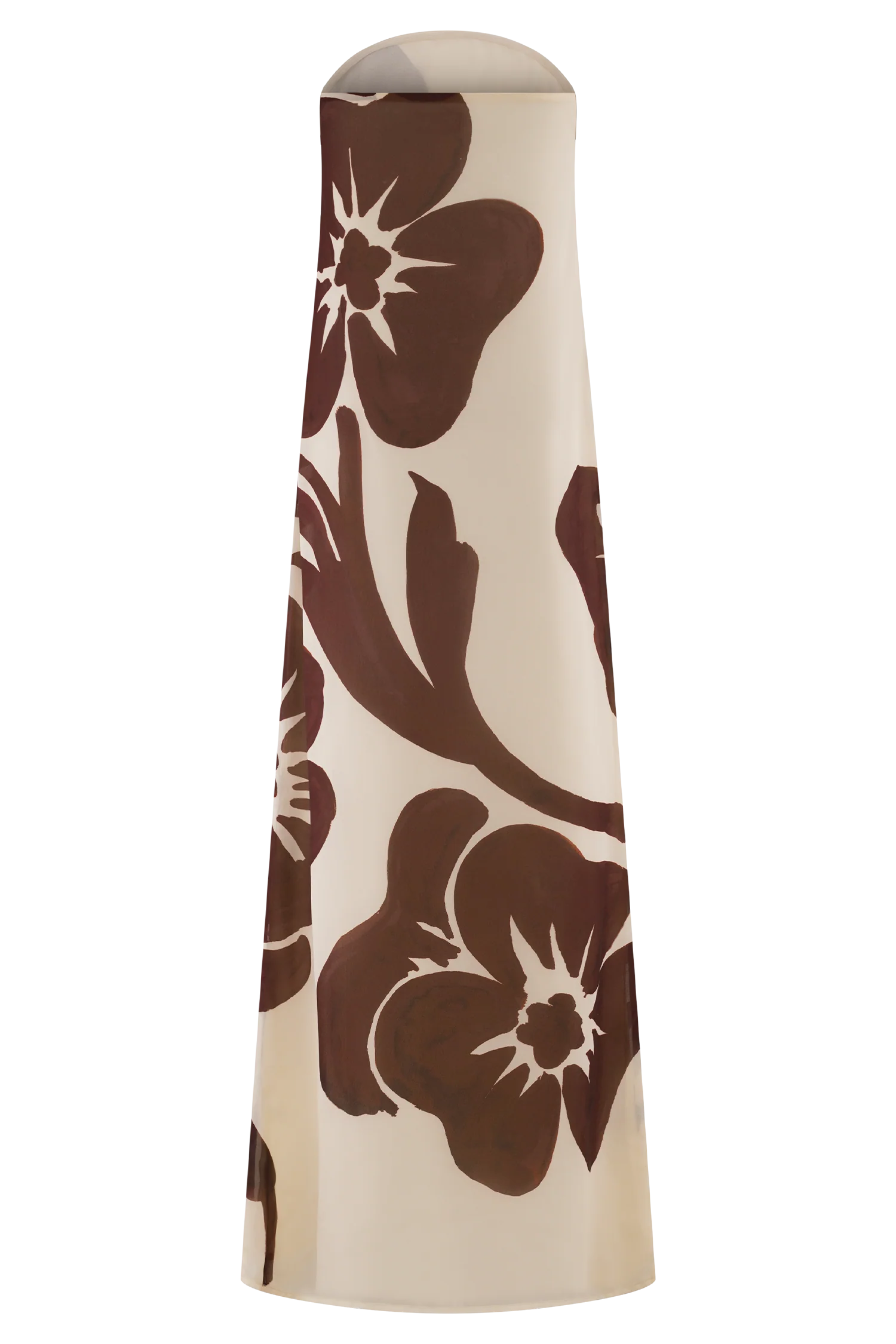 Amaya Strapless Chiffon Maxi Dress Brown Deco Fleur Print