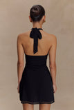 Malakhai Chiffon Halter Mini Dress Black