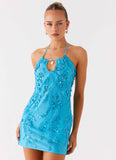 Bebe Beaded Mini Dress Royal Blue