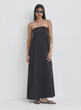 Black Satin Bandeau Maxi Dress
