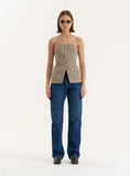Check Print Button Front Corset