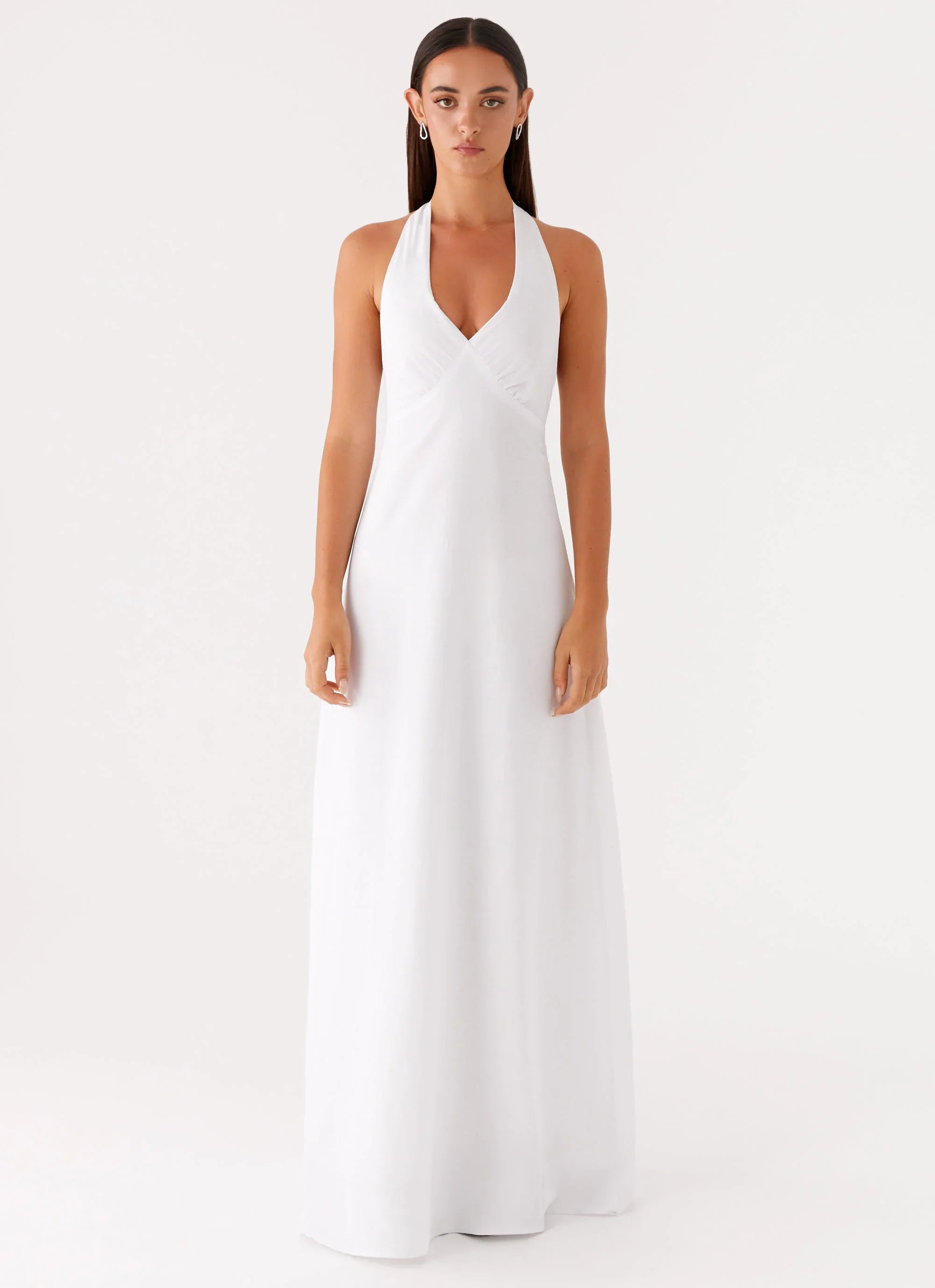 Heavy Hearted Linen Maxi Dress White
