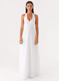 Heavy Hearted Linen Maxi Dress White