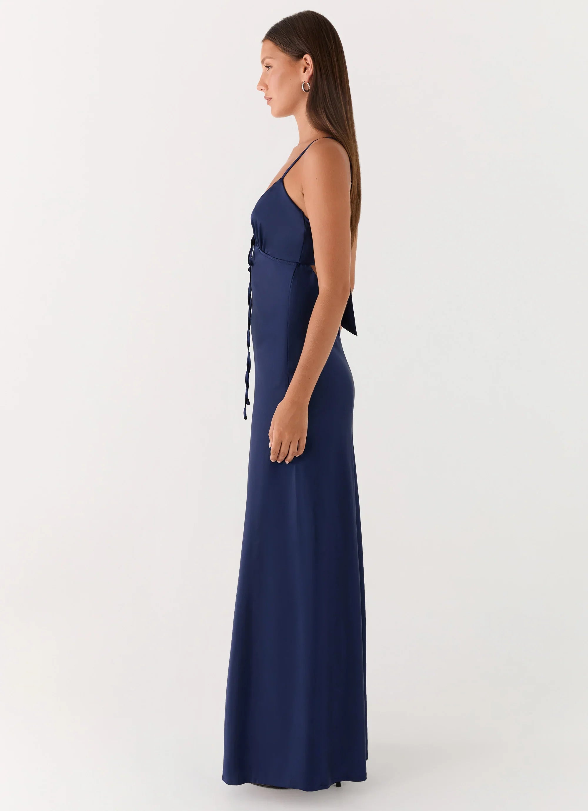 Flora Satin Maxi Dress Navy