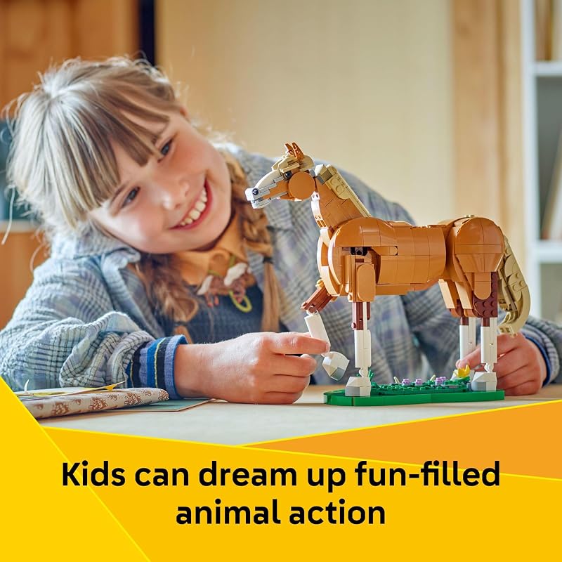 LEGO Creator 3 in 1 Beautiful Horse Building Toy for Kids Building Blocks Learning Toy for Girls Boys Ages 9 Create a Horse Bear or Deer Toy with 1 Set Gift for Birthdays 31166