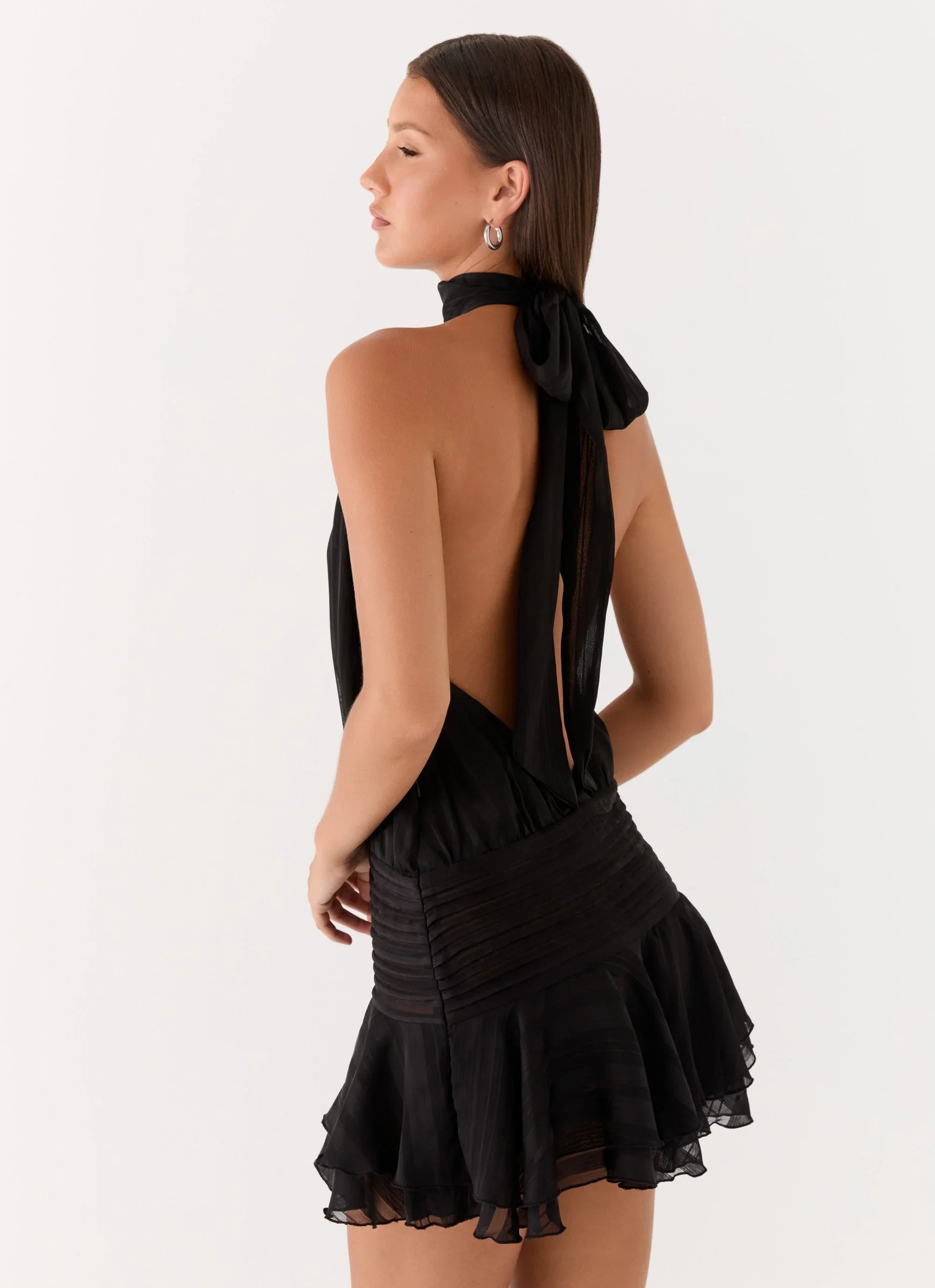 Willow Chiffon Mini Dress Black