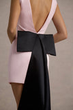 Peace Pink Black Satin Mini Dress With Drape Detail