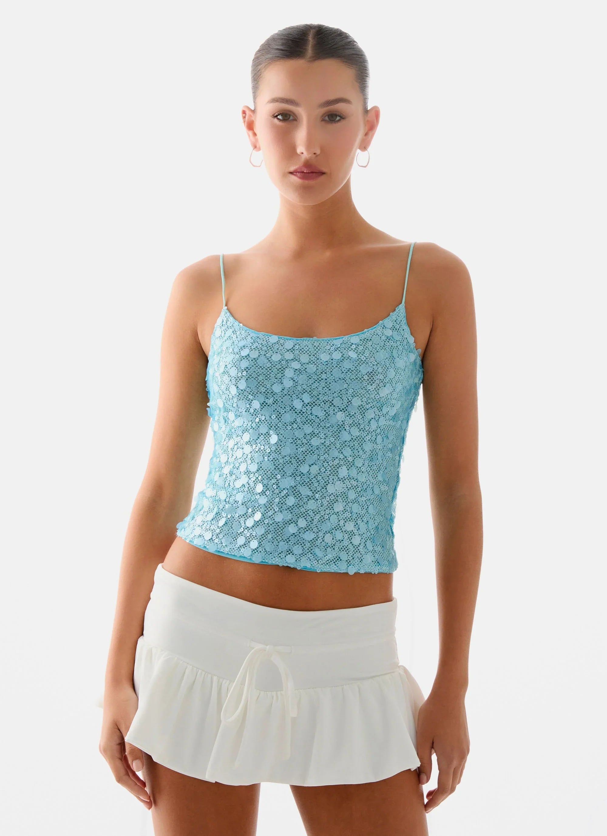 French Exit Sequin Top Blue
