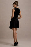 Baker Black Velvet Draped Hem Mini Dress