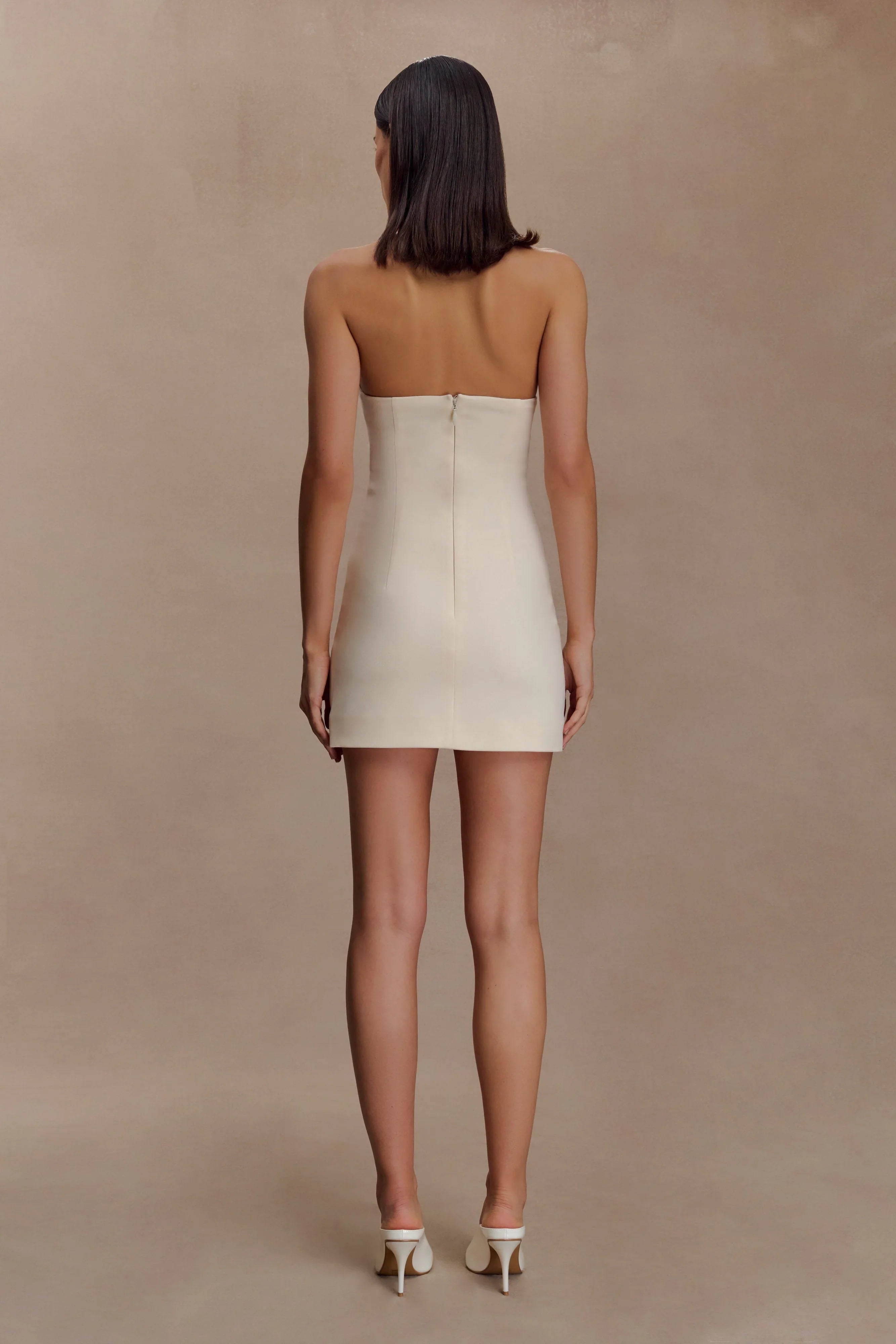 Christina Cross Over Mini Dress Buttercream