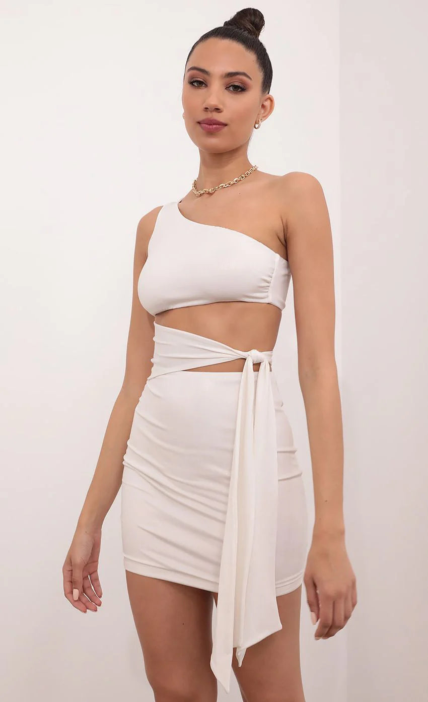 Cutout Dress in Ivory Shimmer