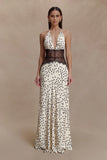 Dinah Lace And Satin Maxi Dress Polkadot