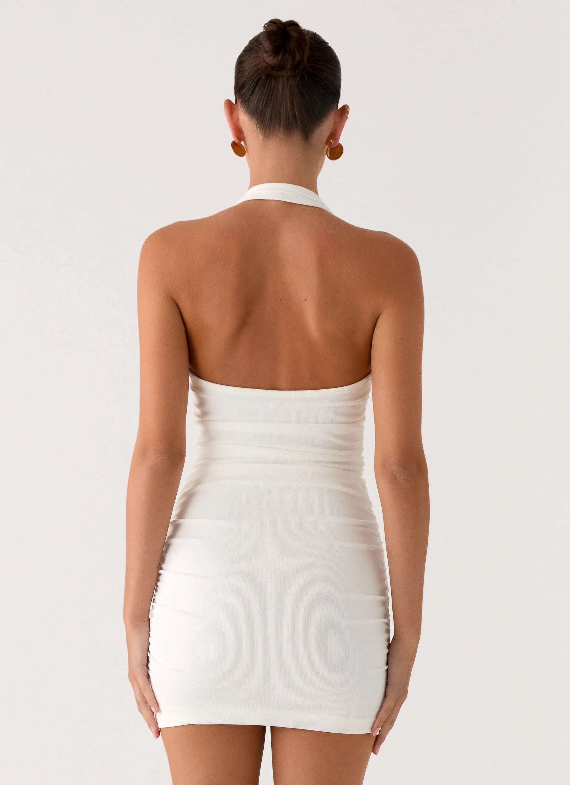 Gloves Up Halter Mini Dress White