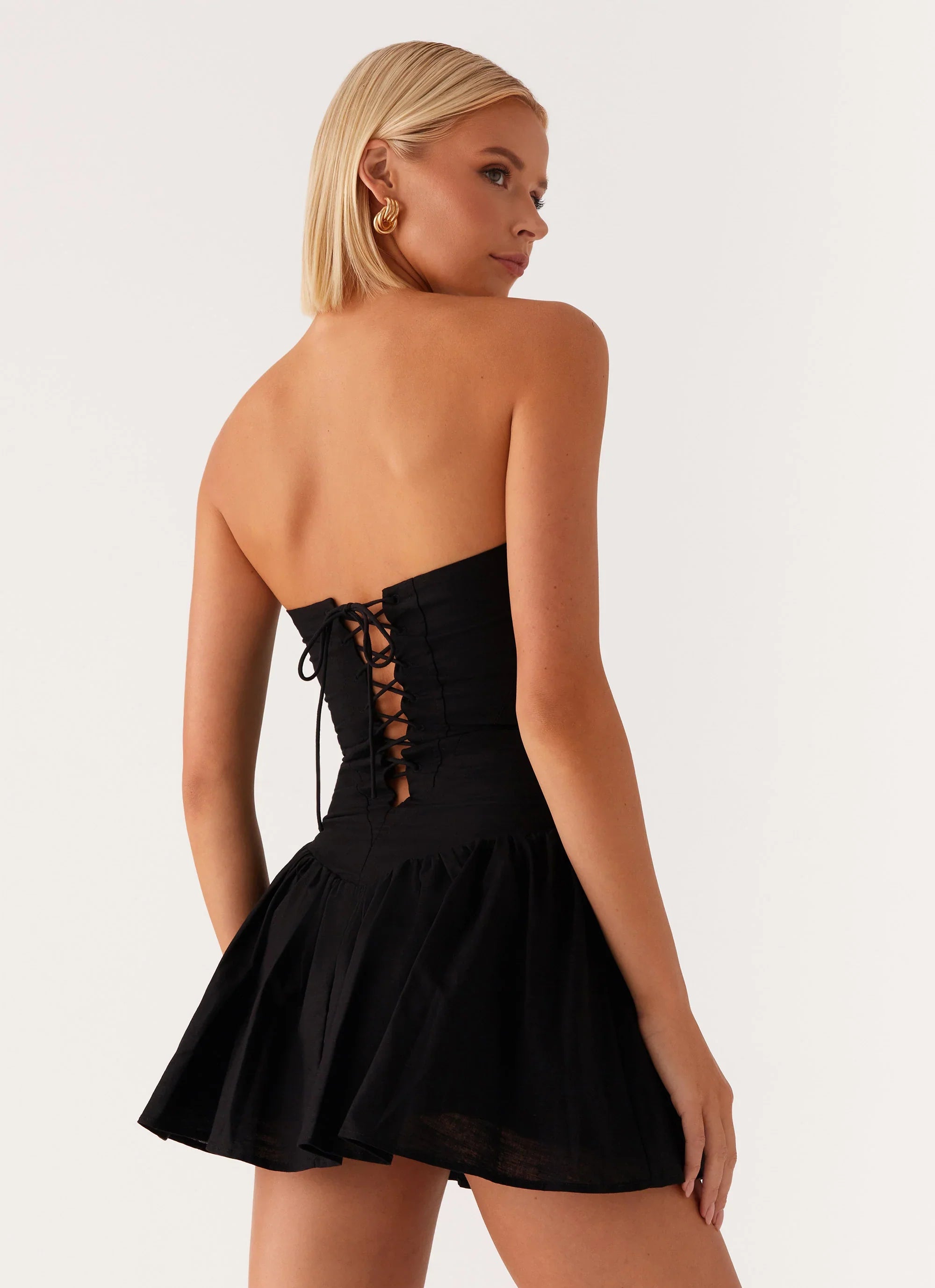 Larnie Linen Mini Dress Black
