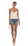 Pinstripe Pleated Flare Top in Pastel Yellow