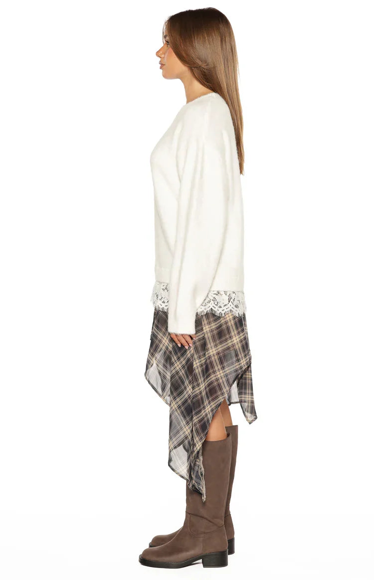 Lolly Cream Lace Trim Knit