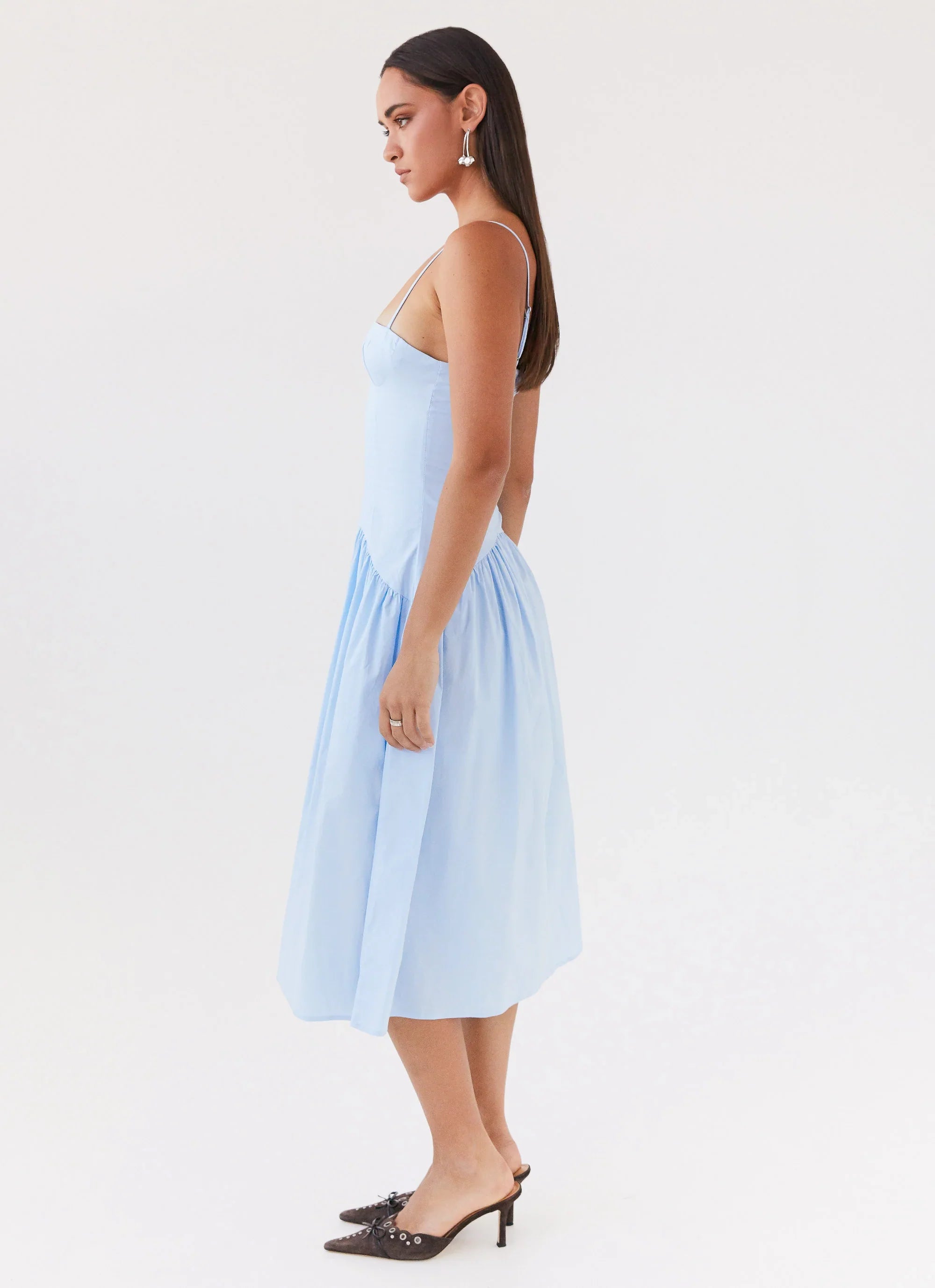 Yvette Corset Midi Dress Blue