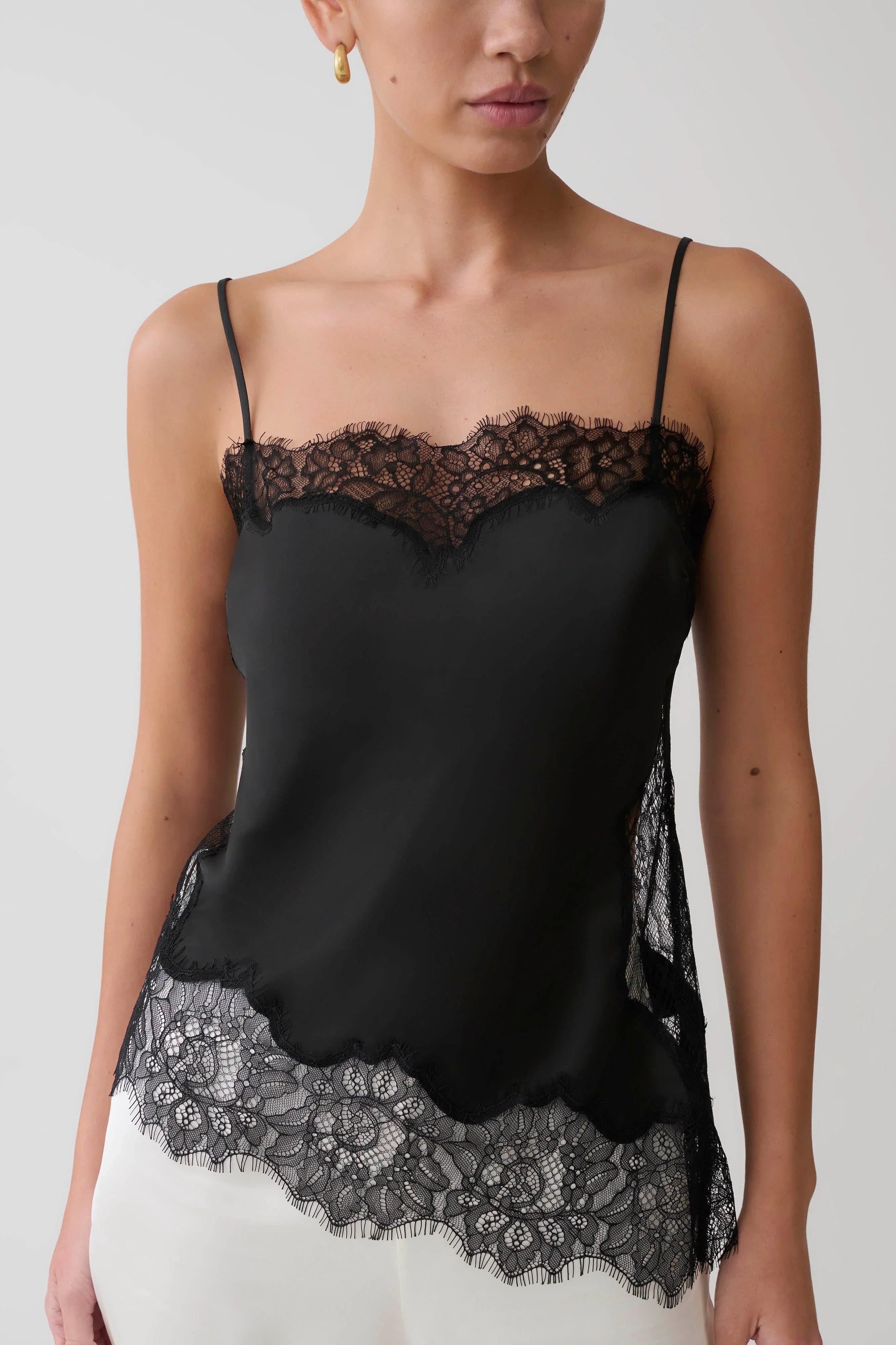 Miriam Satin Lace Camisole Black