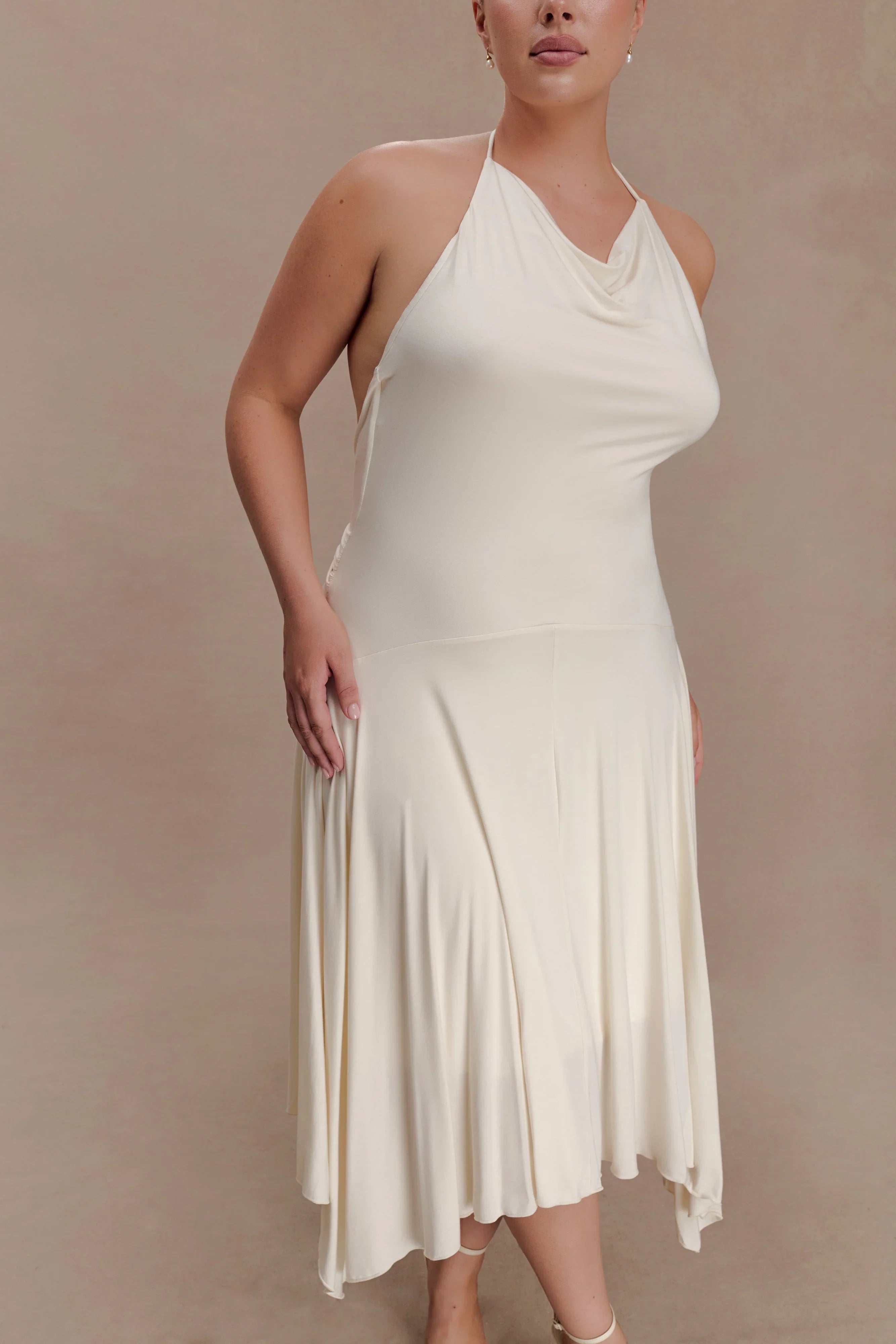 Sylvie Modal Hankie Midi Dress Ivory