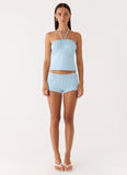 Bonita Button Top Pale Blue