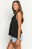 Petie Black Linen Blend Top