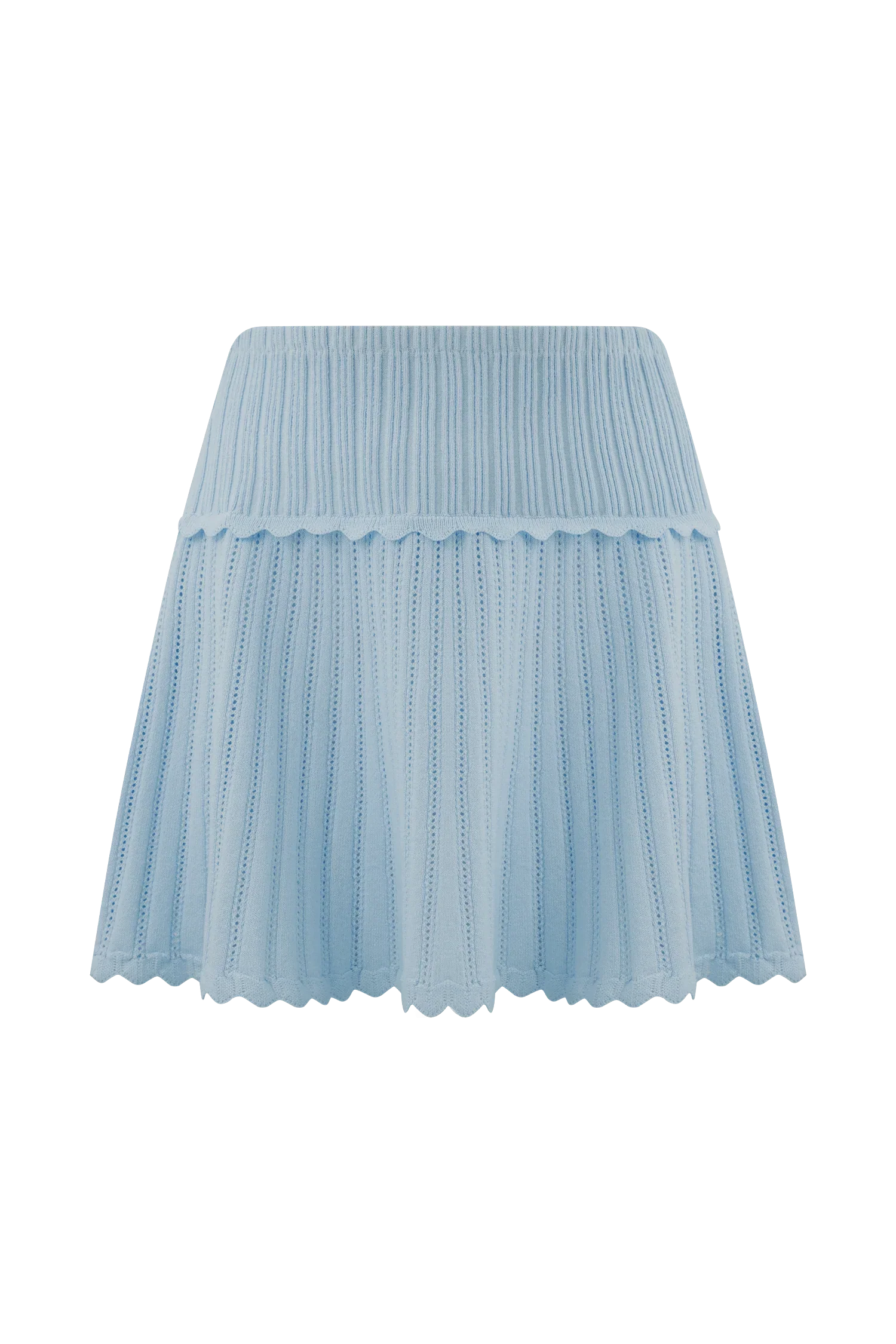 Indy Pointelle Knit Mini Skirt Cornflower Blue
