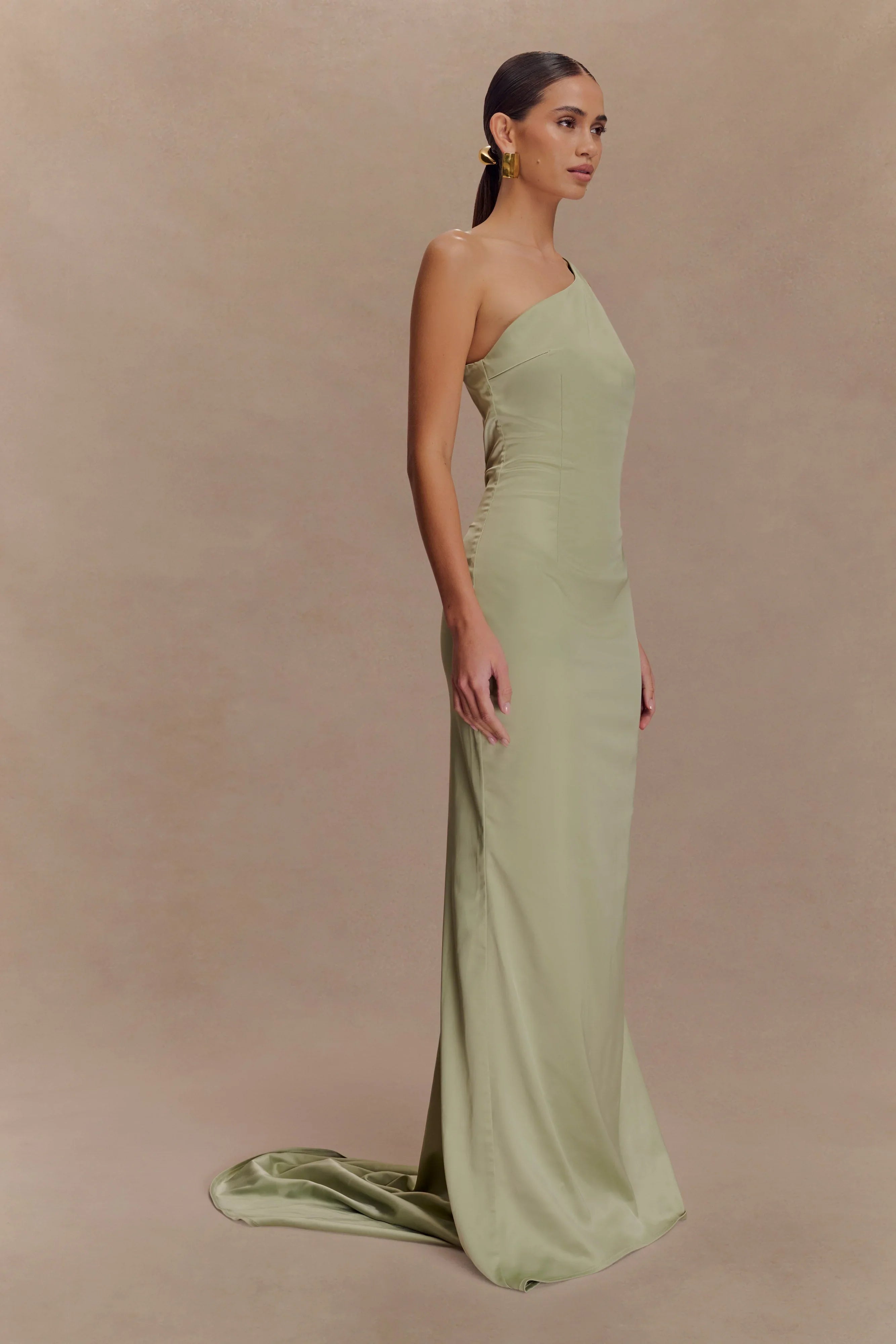 Harper One Shoulder Gown Sage
