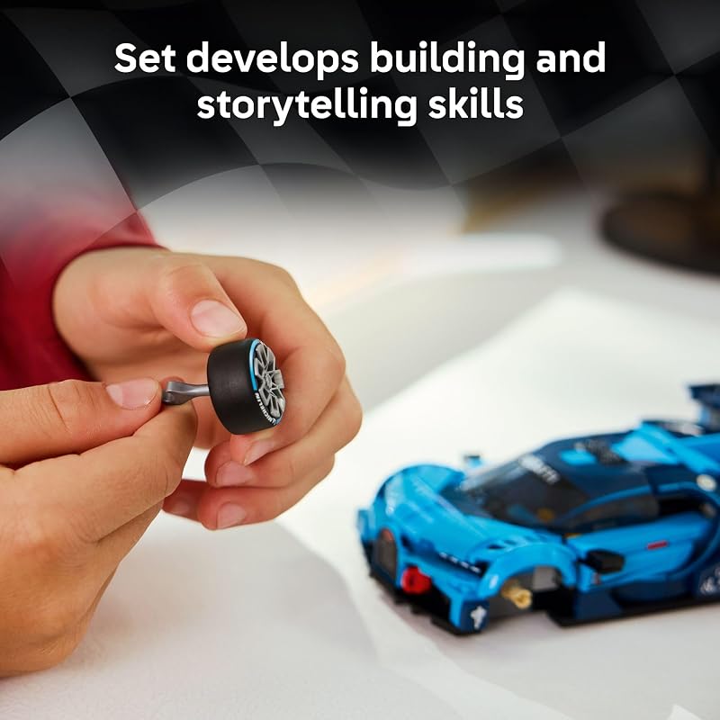 LEGO Speed Champions Bugatti Vision Gran Turismo Hyper Sports Car Building Toy for Kids Gamers Building Set W Bugatti Driver Minifigure for Boys Girls Ages 9 Gift Idea for Birthdays 77253