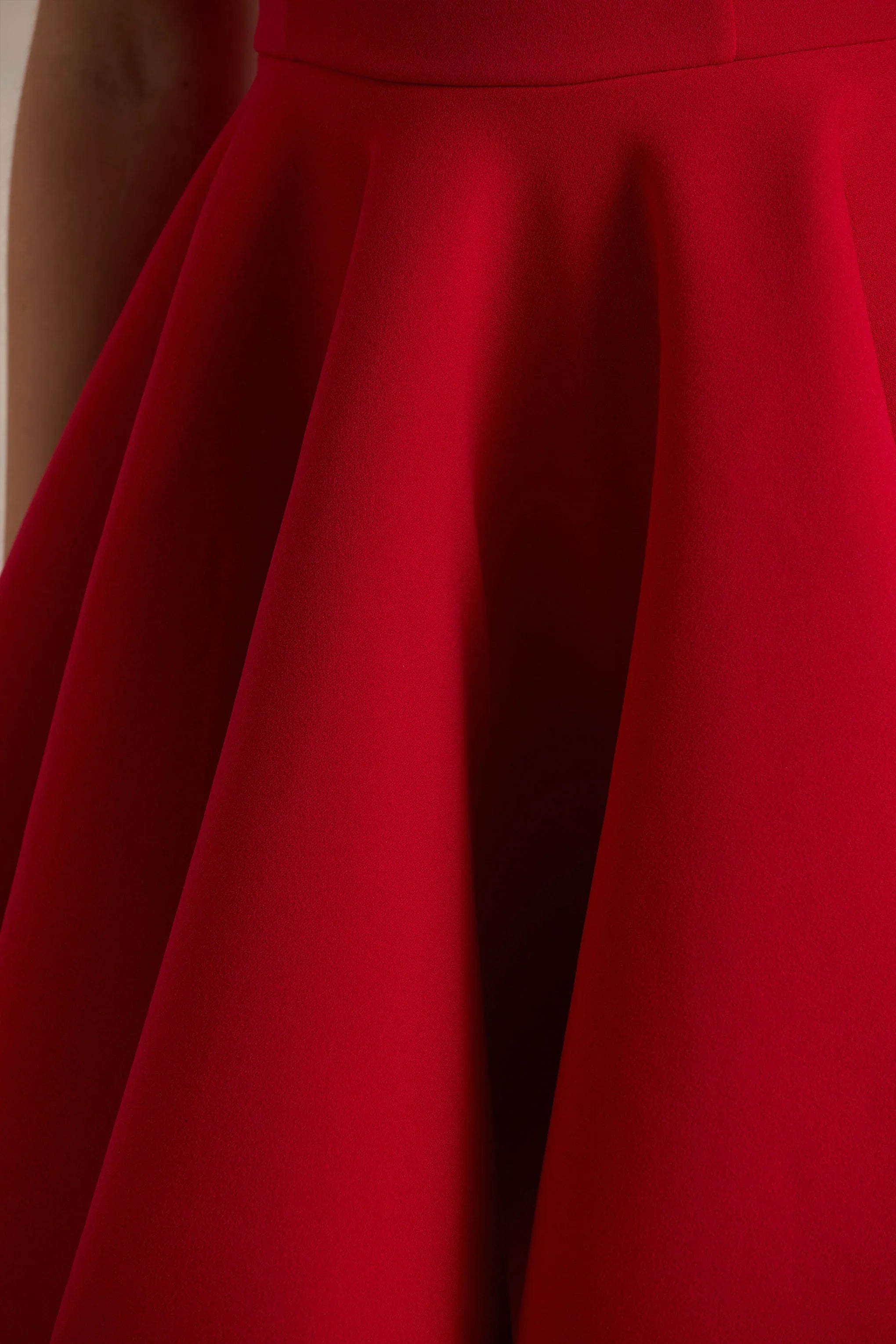 Prosperity Red Asymmetric Neck Mini Dress With Bow Detail
