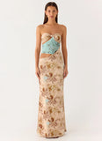 React Strapless Maxi Dress Desert Blur
