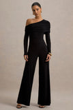 Gracious Black Jumpsuit With Asymmetric Neckline