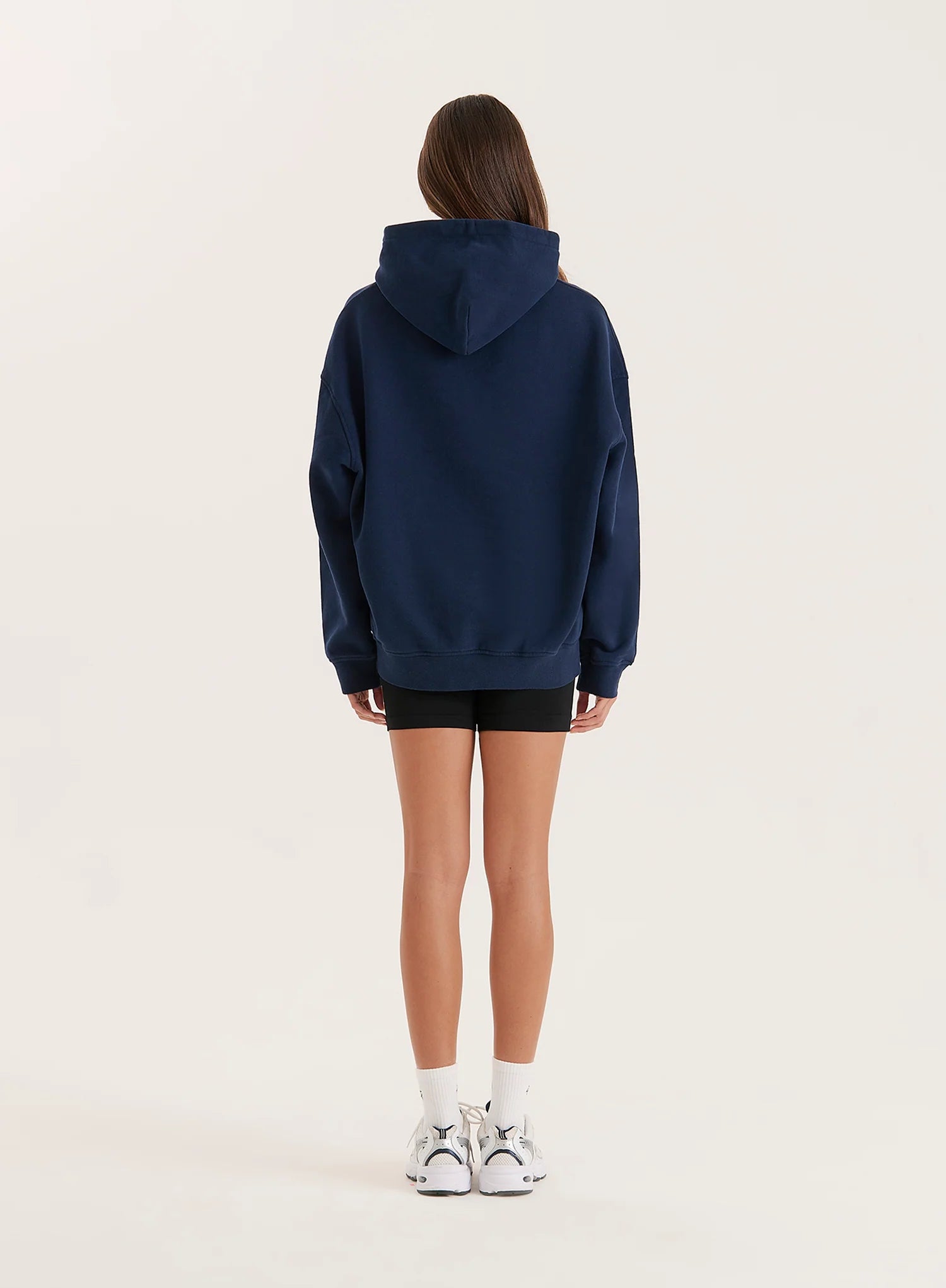 Navy Fourth Athletics Slogan Oversized Hoodie