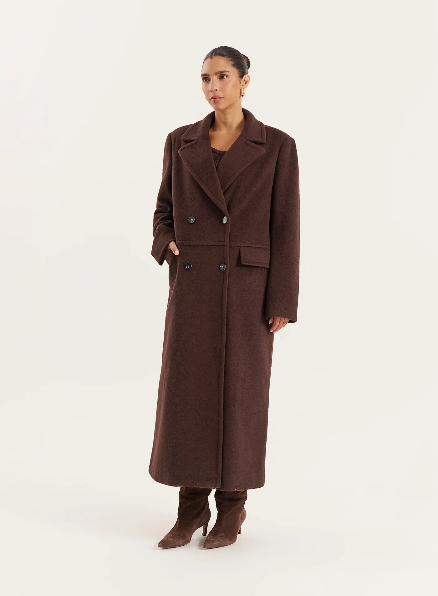 Chocolate Double Breasted Longline Coat