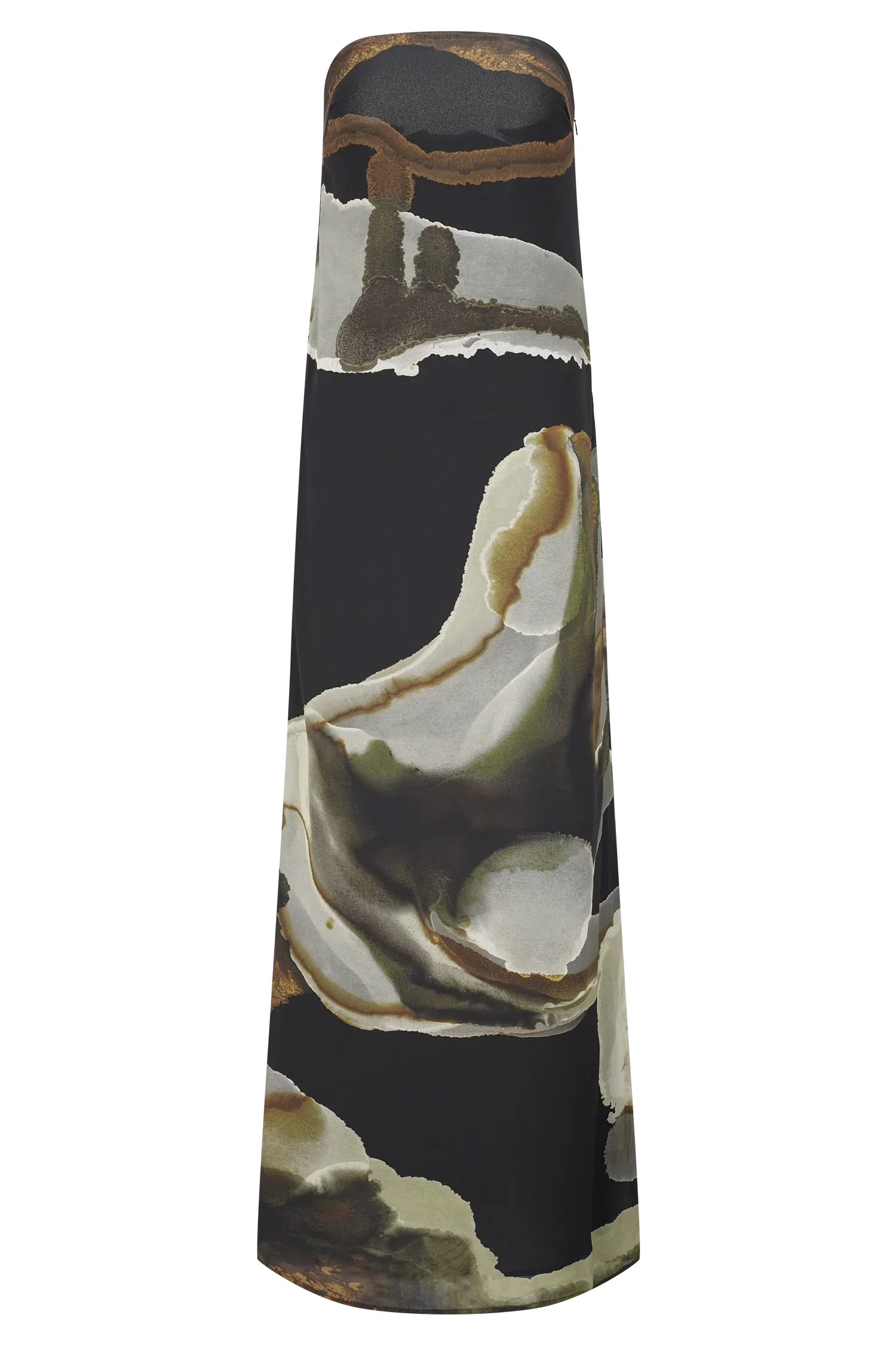 Amaya Strapless Chiffon Maxi Dress Green Fluid Reverie Print