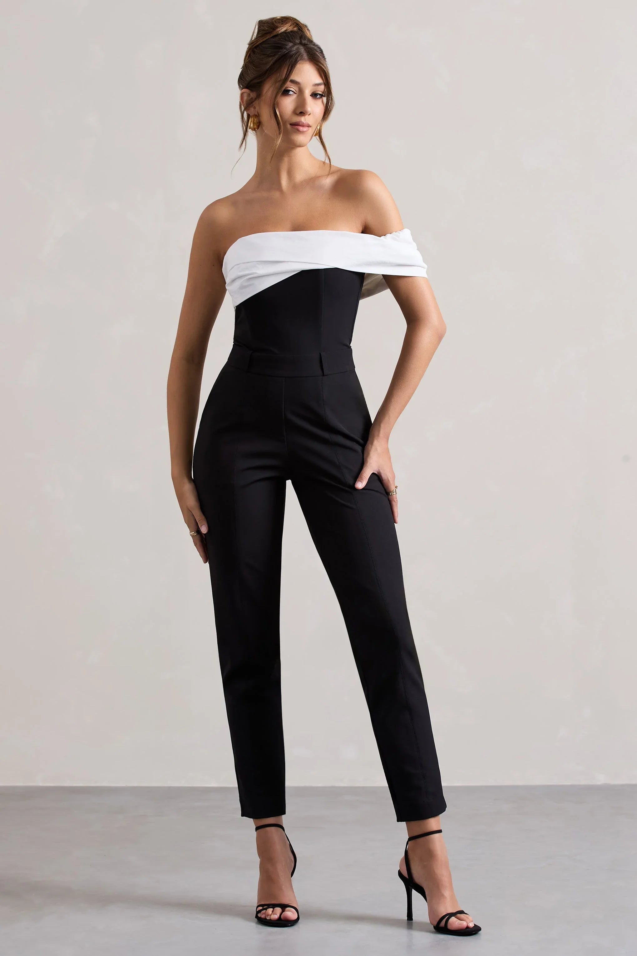 Paxton Black Twisted Bardot Tailored Jumpsuit